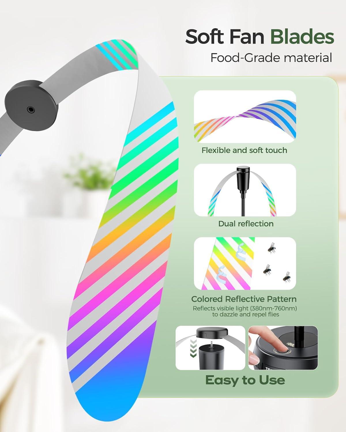 image:imageTriPole Fly Fans for Tables Food Fans 2000mAh Rechargeable Table Fan Portable Fly Spinners with LED Display 20H Runtime for Outdoor Picnic BBQ Patio Parties Camping Kitchen 4 Pack BlackBlack