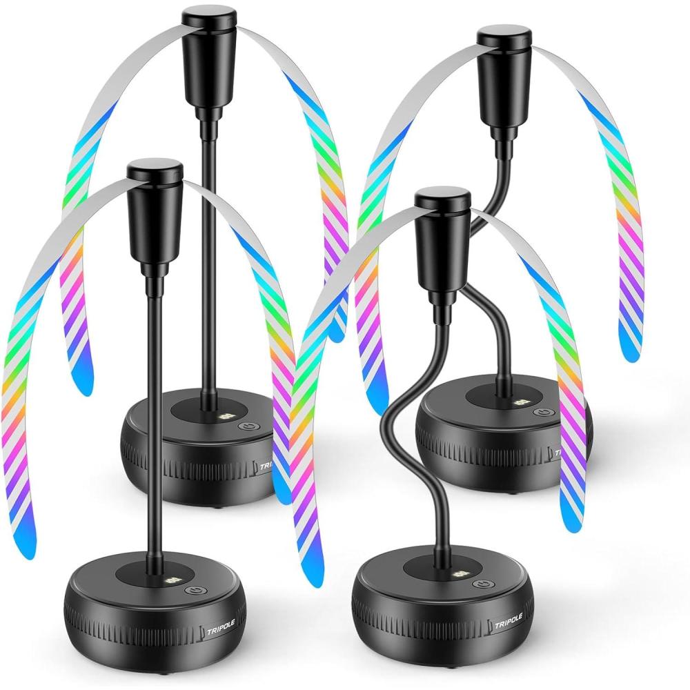 image:imageTriPole Fly Fans for Tables Food Fans 2000mAh Rechargeable Table Fan Portable Fly Spinners with LED Display 20H Runtime for Outdoor Picnic BBQ Patio Parties Camping Kitchen 4 Pack BlackBlack