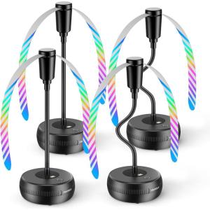 TriPole Fly Fans for Tables, Food Fans 2000mAh Rechargeable Table Fan Portable Fly Spinners with LED Display, 20H Runtime for Outdoor Picnic, BBQ Patio Parties, Camping, Kitchen, 4 Pack (Black)(Black)