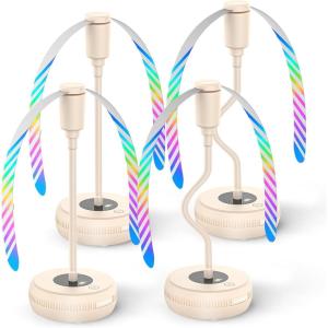 TriPole Fly Fans for Tables, Food Fans 2000mAh Rechargeable Table Fan Portable Fly Spinners with LED Display, 20H Runtime for Outdoor Picnic, BBQ Patio Parties, Camping, Kitchen, 4 Pack (Black)(Beige)