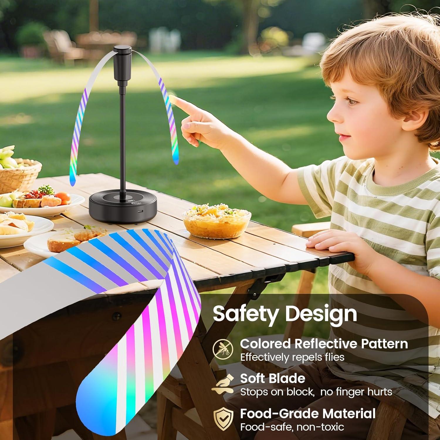 image:imageTriPole Fly Fans for Tables 2000mAh Rechargeable Battery Operated Food Fan Lasts 20 Hrs with LED Display Portable Fly Table Fan Indoor Outdoor for Picnic Party BBQ Kitchen Patio 4 Pack WhiteBlack