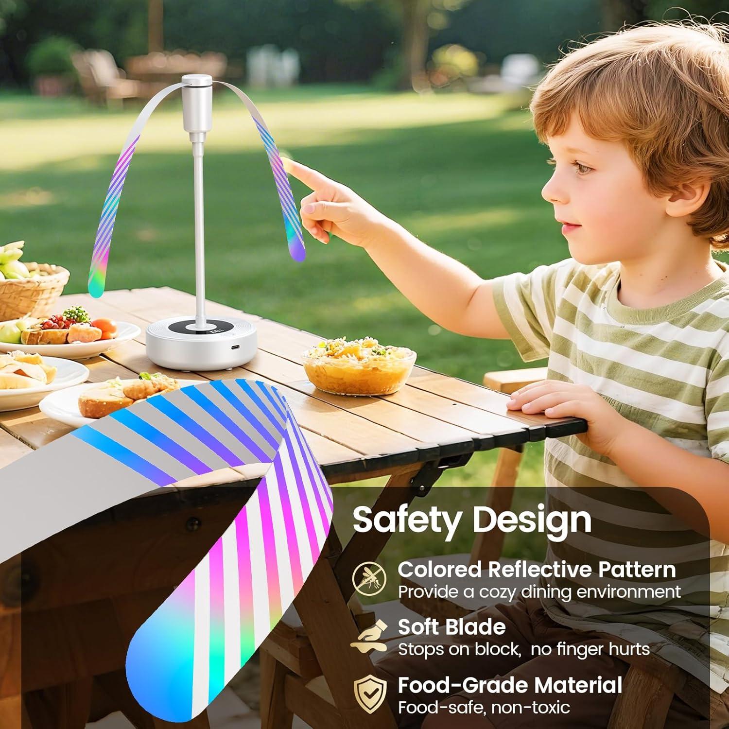image:imageTriPole Fly Fans for Tables 2000mAh Rechargeable Battery Operated Food Fan Lasts 20 Hrs with LED Display Portable Fly Table Fan Indoor Outdoor for Picnic Party BBQ Kitchen Patio 4 Pack WhiteWhite