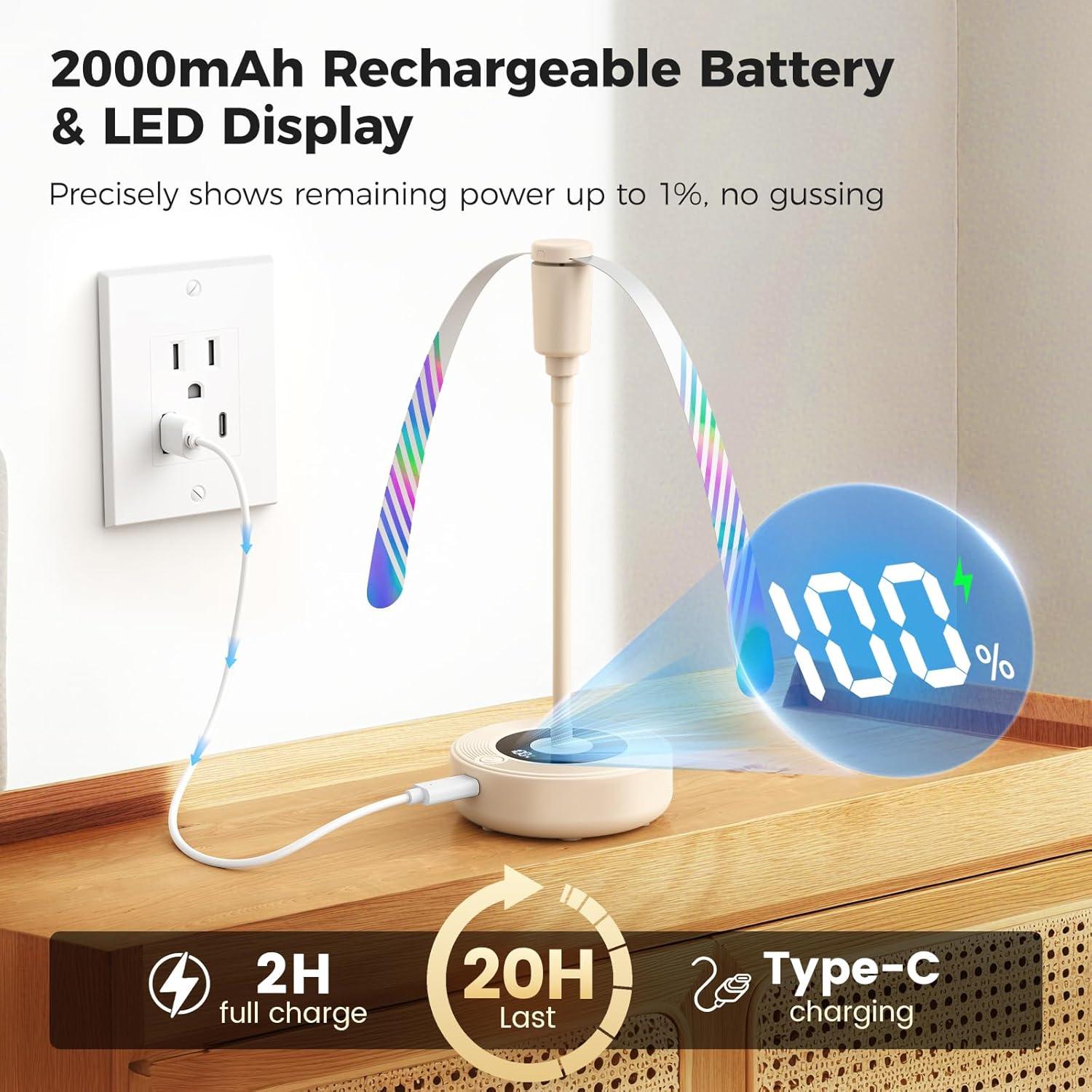 image:imageTriPole Fly Fans for Tables 2000mAh Rechargeable Battery Operated Food Fan Lasts 20 Hrs with LED Display Portable Fly Table Fan Indoor Outdoor for Picnic Party BBQ Kitchen Patio 4 Pack WhiteBeige