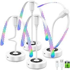 TriPole Fly Fans for Tables, 2000mAh Rechargeable Battery Operated Food Fan Lasts 20 Hrs with LED Display, Portable Fly Table Fan Indoor Outdoor for Picnic, Party, BBQ, Kitchen, Patio, 4 Pack White(White)