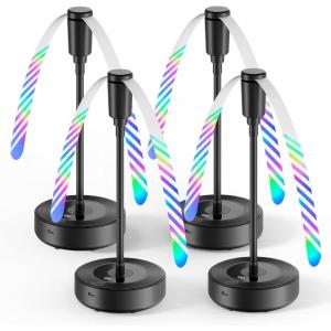 TriPole Fly Fans for Tables, 2000mAh Rechargeable Battery Operated Food Fan Lasts 20 Hrs with LED Display, Portable Fly Table Fan Indoor Outdoor for Picnic, Party, BBQ, Kitchen, Patio, 4 Pack White(Black)